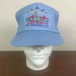 Fleet Week 1991 San Francisco Snapback Hat Cap Blue‎ Cord Youngan NWOT NEW